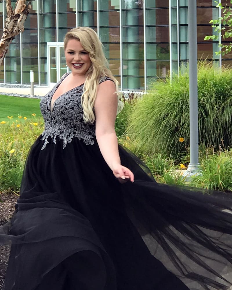 Black and silver formal gowns hot sale